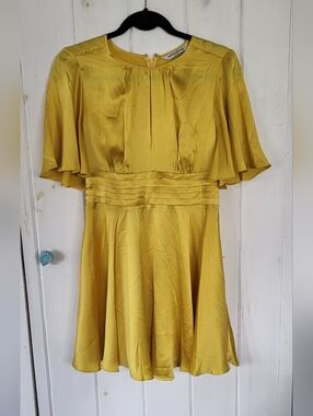 Amanda Uprichard Raya Silk Mini Dress in Yellow